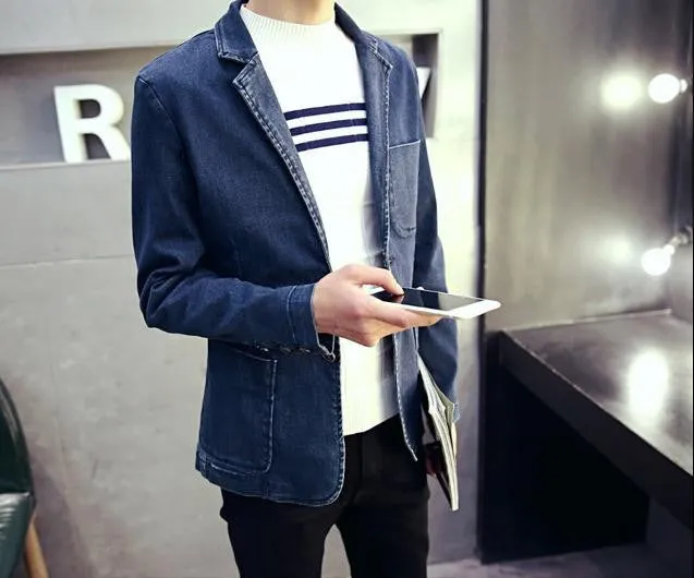 Men's Casual Denim Blazer