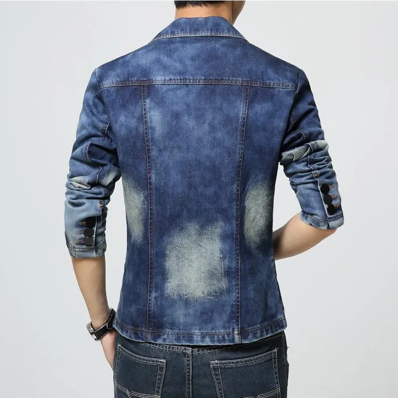 Men's Classic Blue Solid Denim Blazer