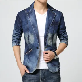 Men's Classic Blue Solid Denim Blazer