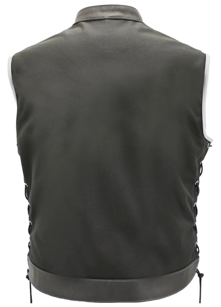 Mens Made in USA Lime Green Military Grade Cordura Motorcycle Vest Hidden Snaps Gun Pockets