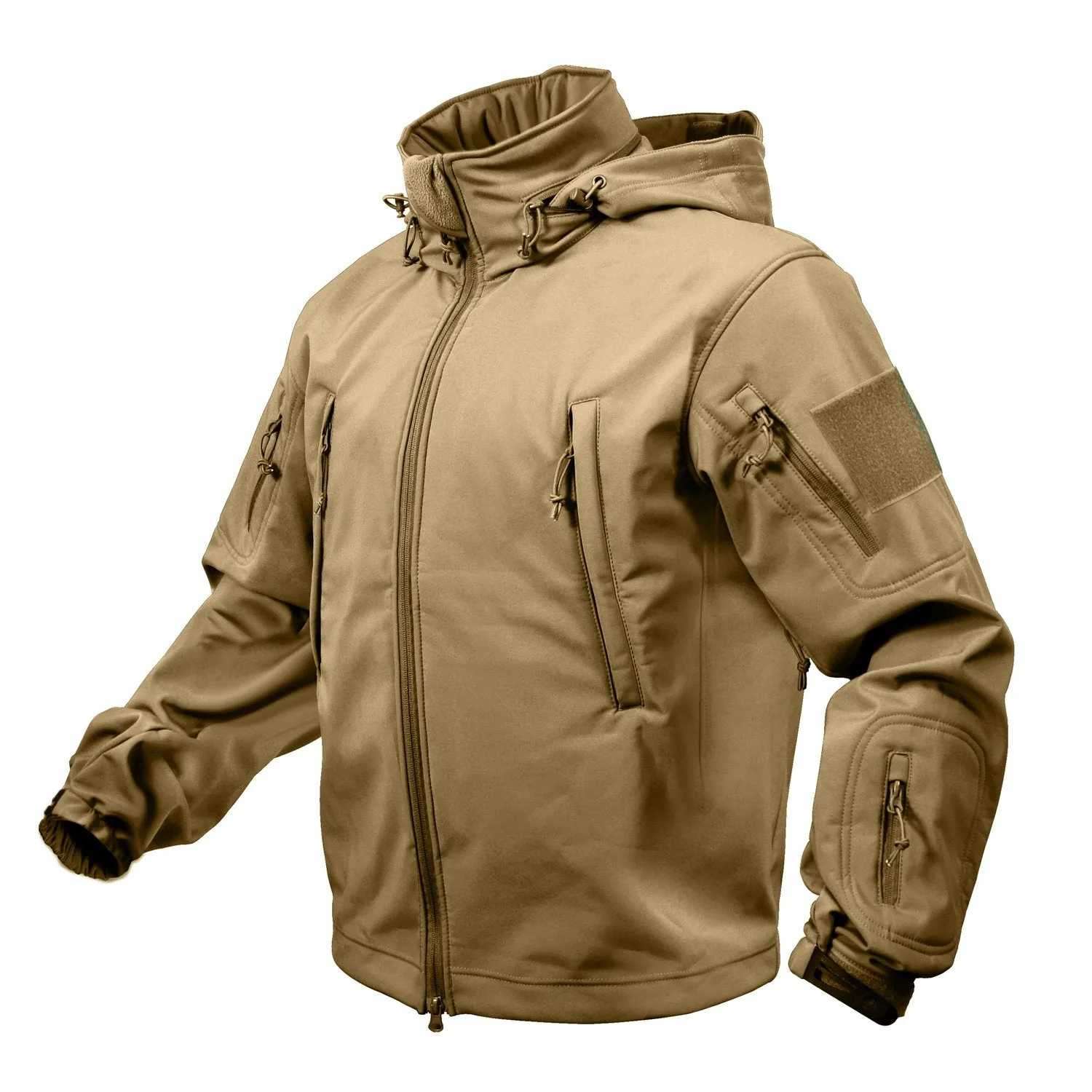 MilSpec Special Ops Tactical Softshell Jacket with Hood Coyote Brown
