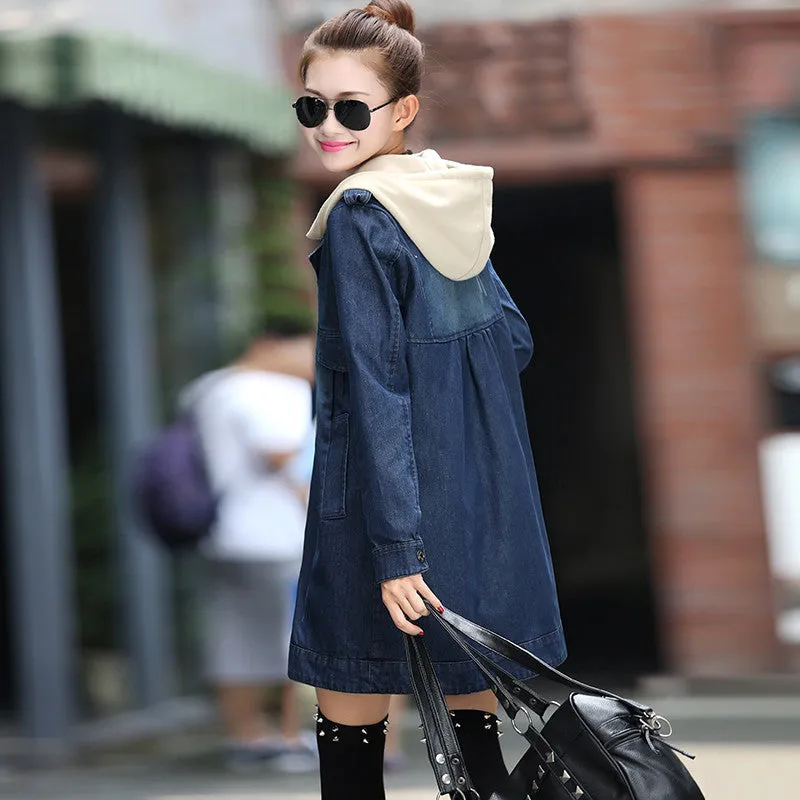 New Fashion Medium And Long Hat Denim Coat