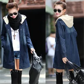 New Fashion Medium And Long Hat Denim Coat