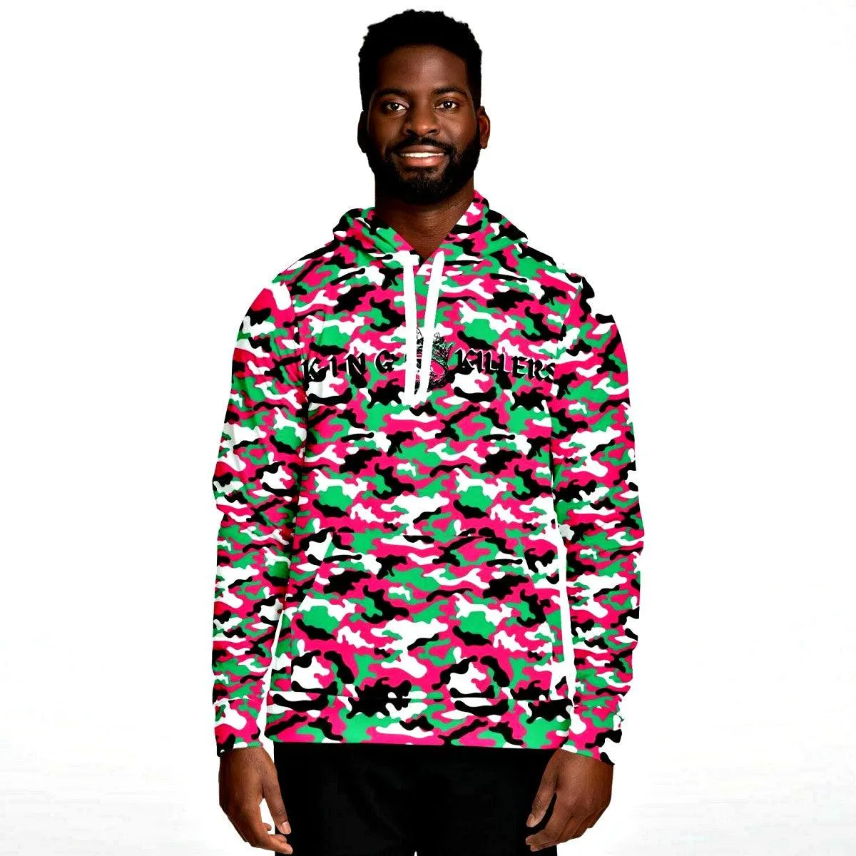 Pink & Green Camouflage Athletic Hoodie
