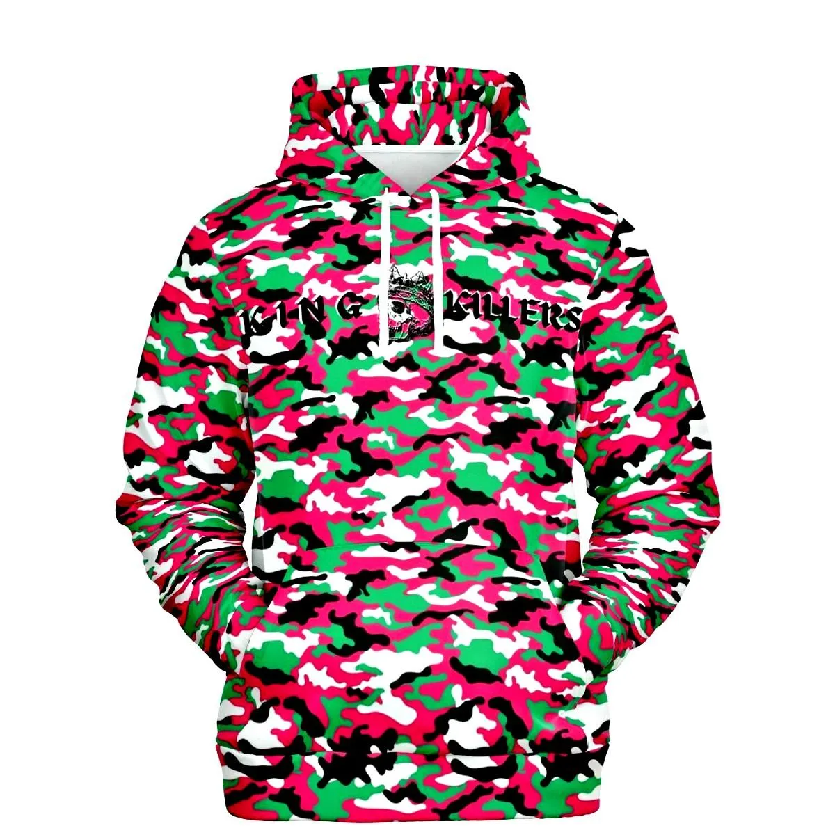 Pink & Green Camouflage Athletic Hoodie