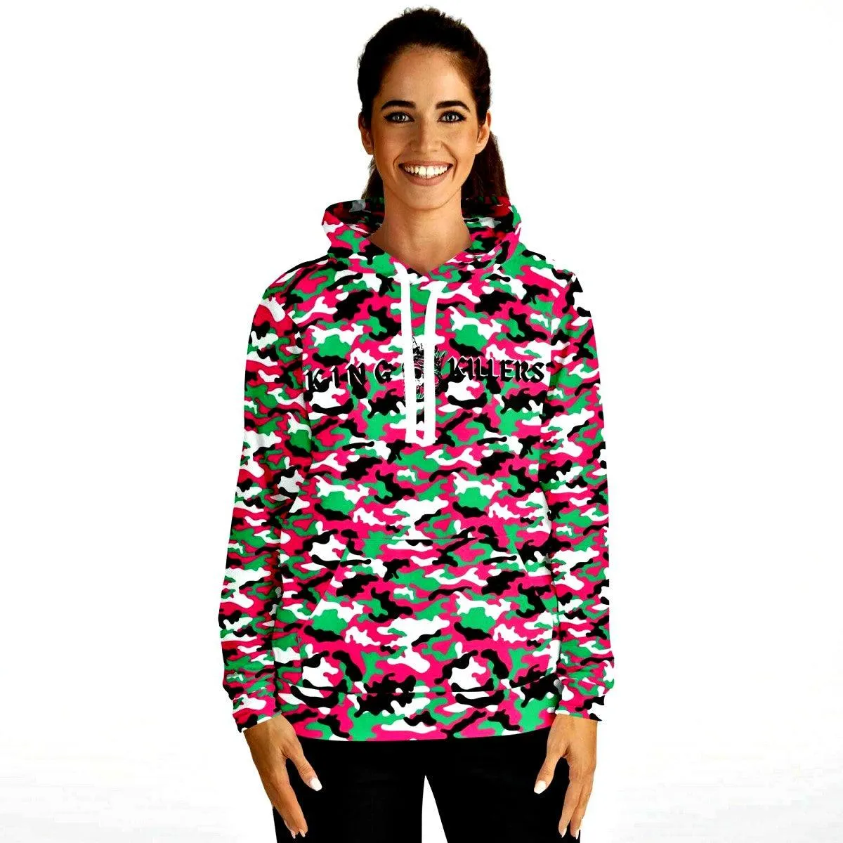 Pink & Green Camouflage Athletic Hoodie
