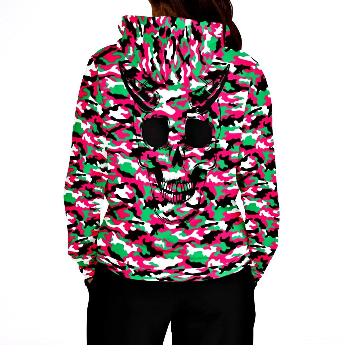 Pink & Green Camouflage Athletic Hoodie