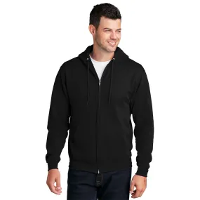 Port & Company® Core Fleece Full-Zip Hooded Sweatshirt - Jet Black