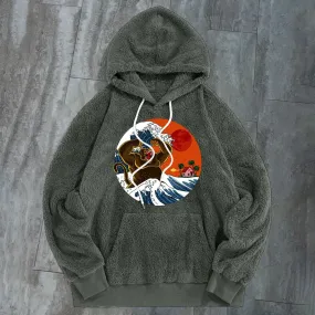 statement trend print furry hoodies