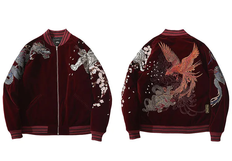 Streetwear Jacket Mens Hip Hop Coat Animals Floral Embroidery Jacket Zipper Cotton Track Jacket Coat Outwear Winter Parkas
