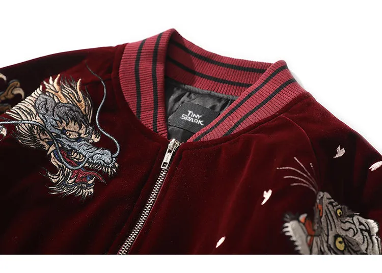 Streetwear Jacket Mens Hip Hop Coat Animals Floral Embroidery Jacket Zipper Cotton Track Jacket Coat Outwear Winter Parkas