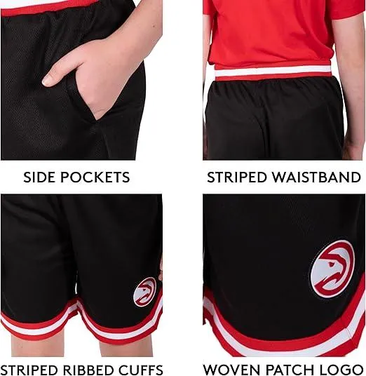 Ultra Game NBA Official Youth Active Knit Basketball Training Shorts, Portland Trail Blazers, Black|Portland Trail Blazers