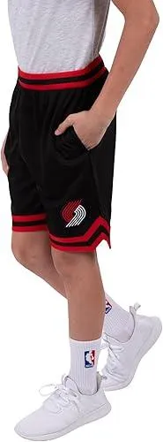 Ultra Game NBA Official Youth Active Knit Basketball Training Shorts, Portland Trail Blazers, Black|Portland Trail Blazers