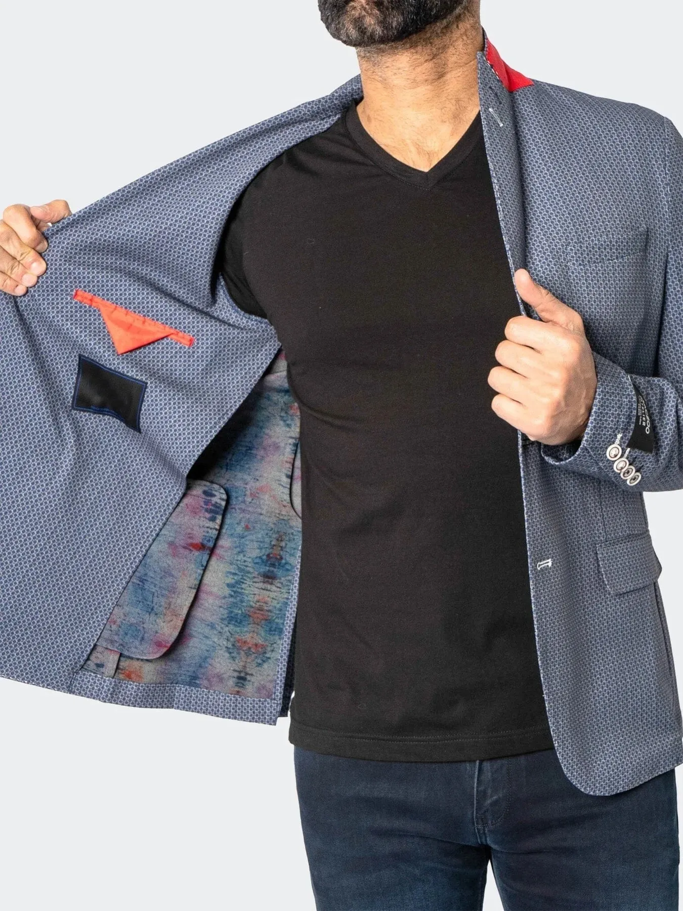 Unconstructed Stretch Blazer - Navy Circles