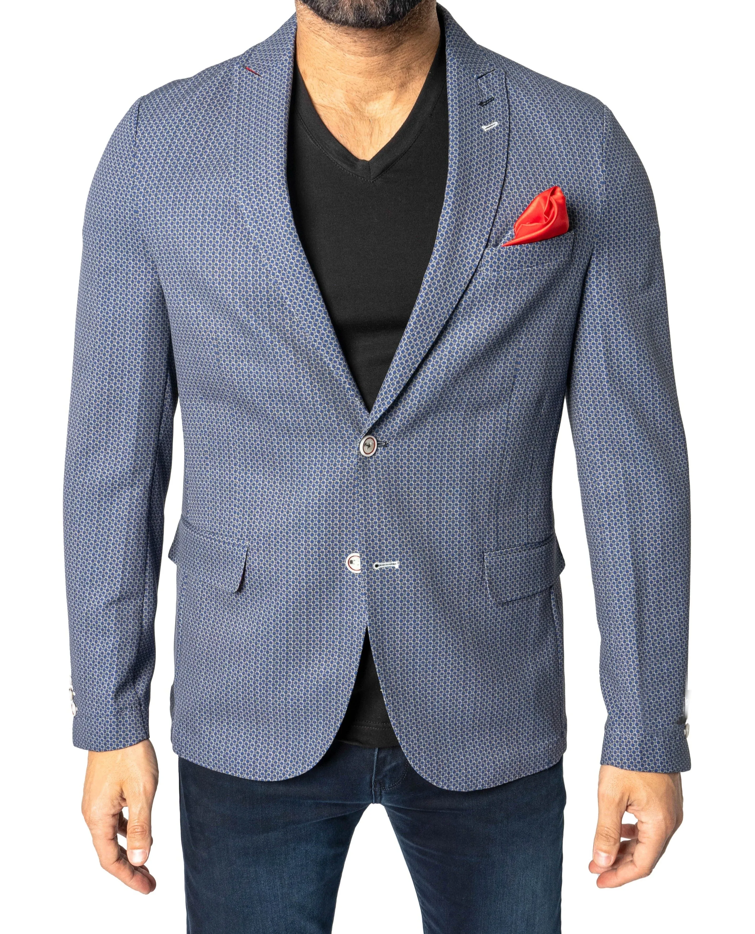 Unconstructed Stretch Blazer - Navy Circles