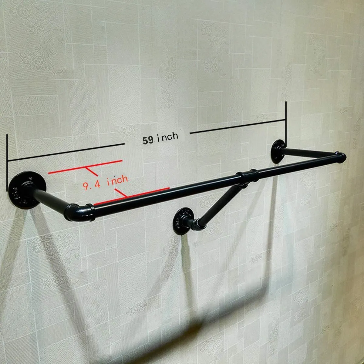 Warm Van Industrial Pipe Wall Mounted Clothes Hanging Shelves System,Metal Clothing Towel Rack,Garment Rack Perfect for Retail Display,Closet Organization(One Pipe Shelves,59" L)