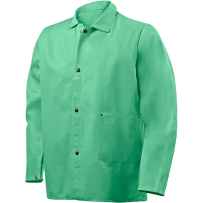 Weldlite Plus™ Hybrid 9 oz Flame Resistant Cotton With Leather Sleeves Jacket, 30" Green/Gray, 4X-Large