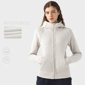 Women's Casual Hooded Sports Jacket with Fleece