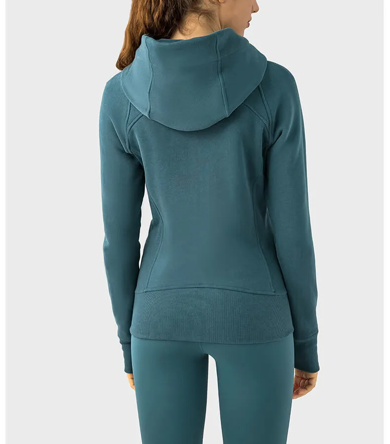 Women's Casual Hooded Sports Jacket with Fleece