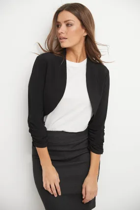 Wrinkle Resistant Bolero Shrug with Ruched Sleeves
